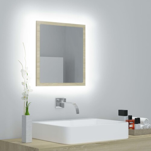 vidaXL LED kupaonsko ogledalo boja hrasta sonome 40x8,5x37 cm akrilno