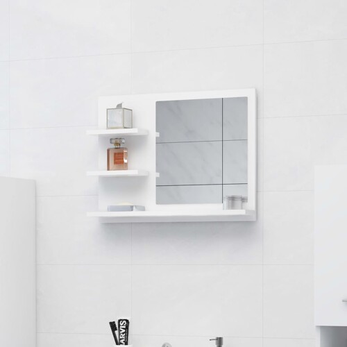 vidaXL Kupaonsko ogledalo bijelo 60 x 10,5 x 45 cm konstruirano drvo