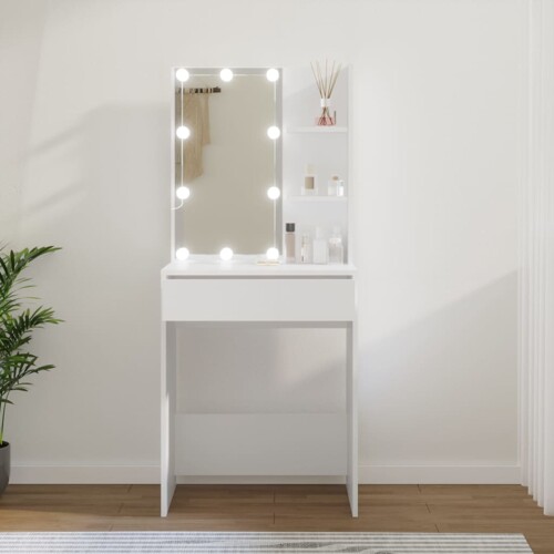 vidaXL Toaletni stolić s LED svjetlima bijeli 60x40x140 cm