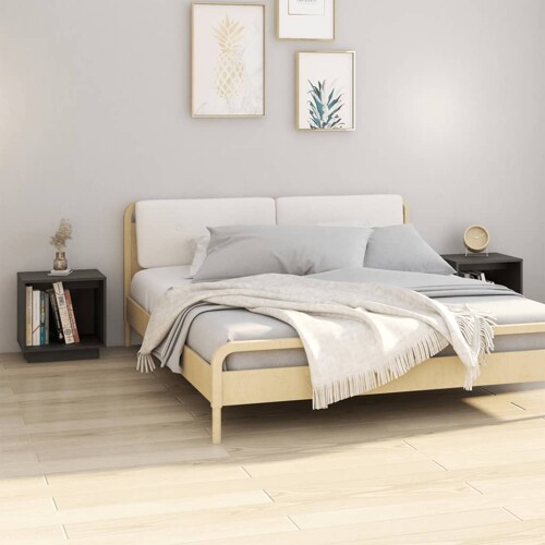 vidaXL Noćni ormarići 2 kom sivi 40 x 30 x 40 cm od masivne borovine
