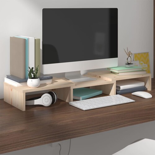 vidaXL Stalak za monitor 60 x 24 x 10,5 cm od masivne borovine