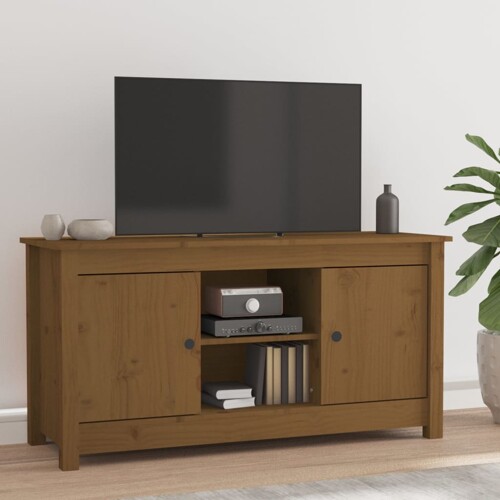 vidaXL TV ormarić boja meda 103 x 36,5 x 52 cm od masivne borovine