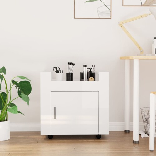 vidaXL Kolica za radni stol sjajna bijela 60x45x60cm konstruirano drvo