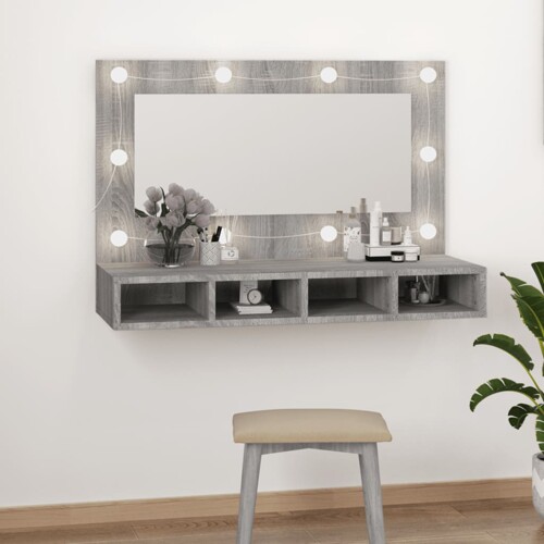 vidaXL Ormarić s ogledalom LED boja hrasta sonome 90x31,5x62 cm