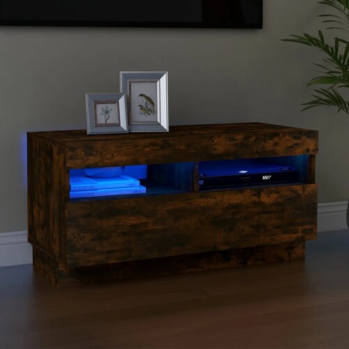 vidaXL TV ormarić s LED svjetlima boja dimljenog hrasta 80x35x40 cm