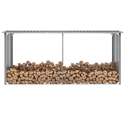 vidaXL Vrtna ostava za drva od pocinčanog čelika 330x92x153 cm siva