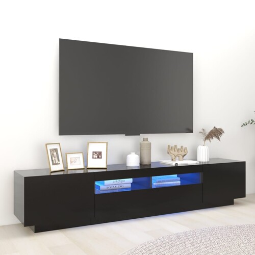 vidaXL TV ormarić s LED svjetlima crni 200 x 35 x 40 cm