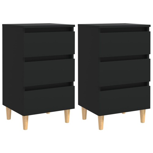 vidaXL Noćni ormarići s drvenim nogama 2 kom crni 40 x 35 x 69 cm