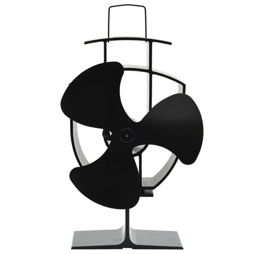 vidaXL Ventilator za peć na toplinski pogon s 3 lopatice crni