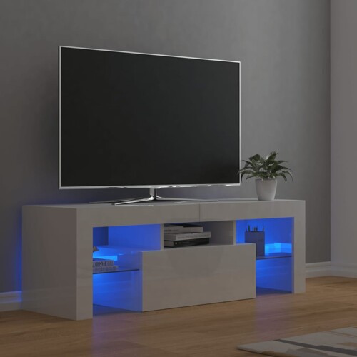 vidaXL TV ormarić s LED svjetlima visoki sjaj bijeli 120 x 35 x 40 cm