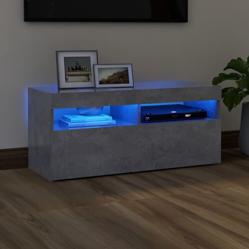 vidaXL TV ormarić s LED svjetlima siva boja betona 90x35x40 cm