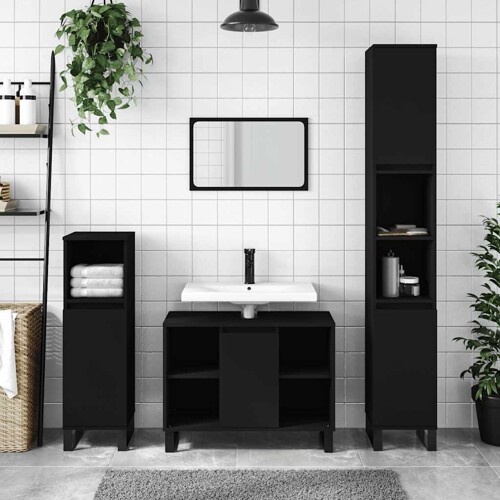 vidaXL Kupaonski ormarić crni 80 x 33 x 60 cm od konstruiranog drva