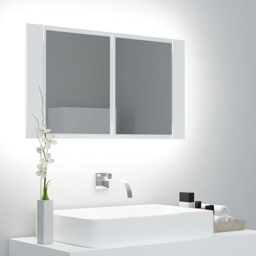 vidaXL LED kupaonski ormarić s ogledalom bijeli 80x12x45 cm akrilni