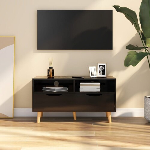 vidaXL TV ormarić visoki sjaj crni 90 x 40 x 48,5 cm konstruirano drvo