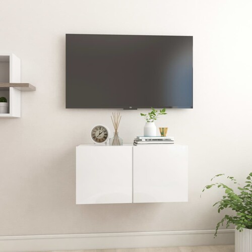 vidaXL Viseći TV ormarić bijeli visokog sjaja 60 x 30 x 30 cm