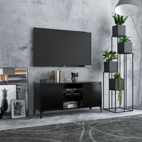 vidaXL TV ormarić s metalnim nogama crni 103,5 x 35 x 50 cm