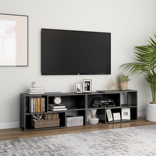 vidaXL TV ormarić visoki sjaj sivi 149 x 30 x 52 cm konstruirano drvo