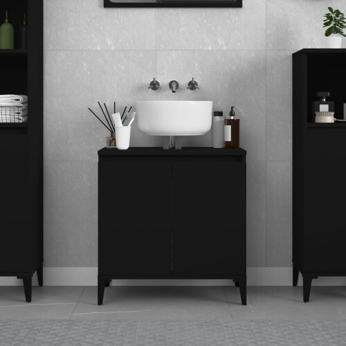 vidaXL Ormarić za umivaonik crni 58x33x60 cm konstruirano drvo