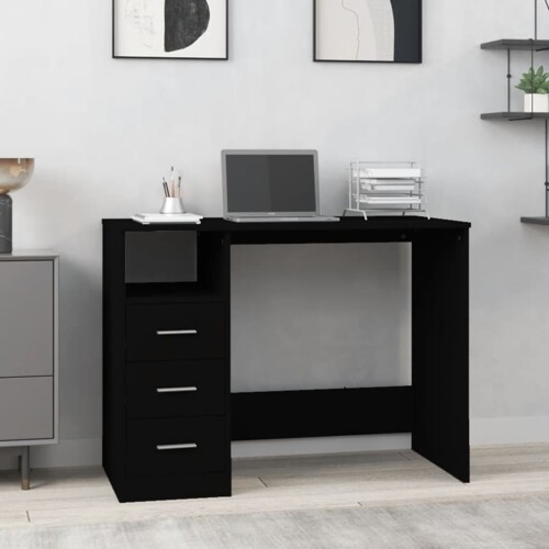 vidaXL Radni stol s ladicama crni 102 x 50 x 76 cm konstruirano drvo
