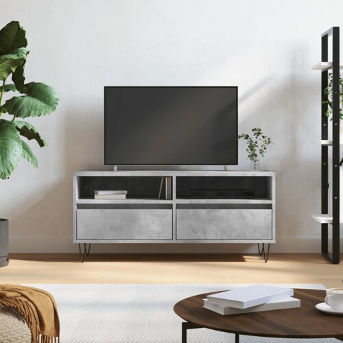 vidaXL TV ormarić boja betona 100x34,5x44,5 cm od konstruiranog drva