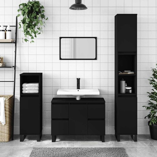 vidaXL Kupaonski ormarić crni 80 x 33 x 60 cm od konstruiranog drva