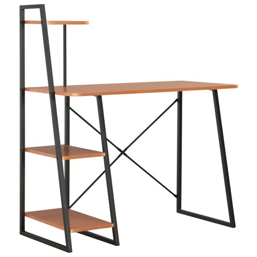 vidaXL Radni stol s policama crno-smeđi 102 x 50 x 117 cm