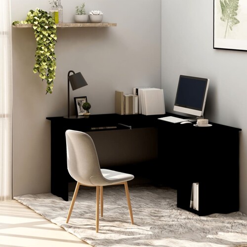 vidaXL Kutni radni stol crni 120 x 140 x 75 cm konstruirano drvo