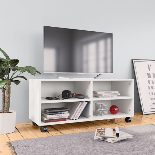 vidaXL TV ormarić s kotačima bijeli 90 x 35 x 35 cm konstruirano drvo