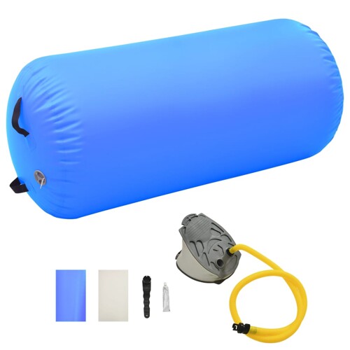 vidaXL Gimnastički valjak na napuhavanje s crpkom 120x90 cm PVC plavi