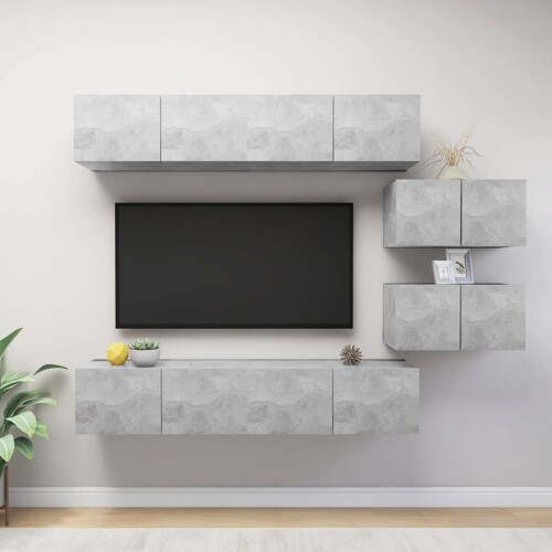 vidaXL 6-dijelni set TV ormarića siva boja betona konstruirano drvo