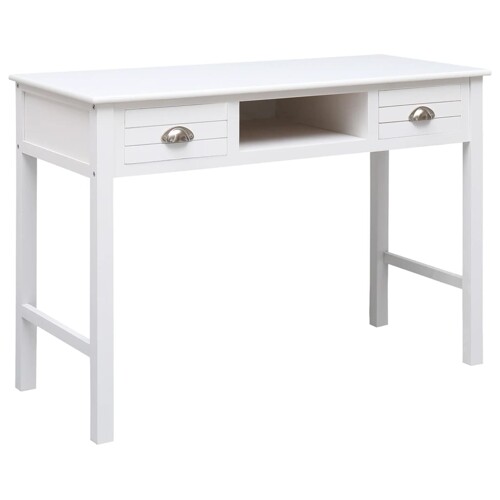 vidaXL Radni stol bijeli 108 x 45 x 76 cm od masivnog drva paulovnije