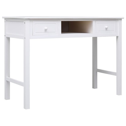 vidaXL Radni stol bijeli 108 x 45 x 76 cm od masivnog drva paulovnije