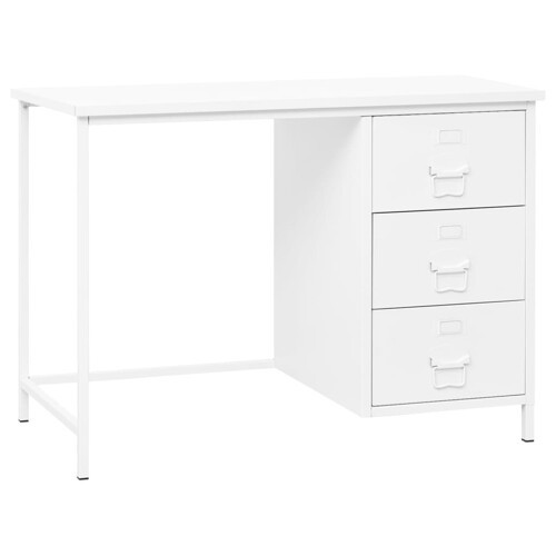 vidaXL Industrijski radni stol s ladicama bijeli 105x52x75 cm čelični