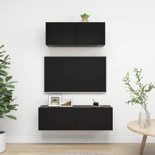 vidaXL 2-dijelni set TV ormarića od konstruiranog drva crni