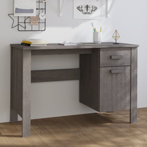 vidaXL Radni stol HAMAR svjetlosivi 113 x 50 x 75 cm masivna borovina