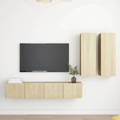 vidaXL 4-dijelni set TV ormarića boja hrasta sonome konstruirano drvo
