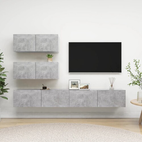 vidaXL 4-dijelni set TV ormarića siva boja betona konstruirano drvo