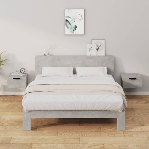 vidaXL Zidni noćni ormarići 2 kom siva boja betona 34 x 30 x 20 cm