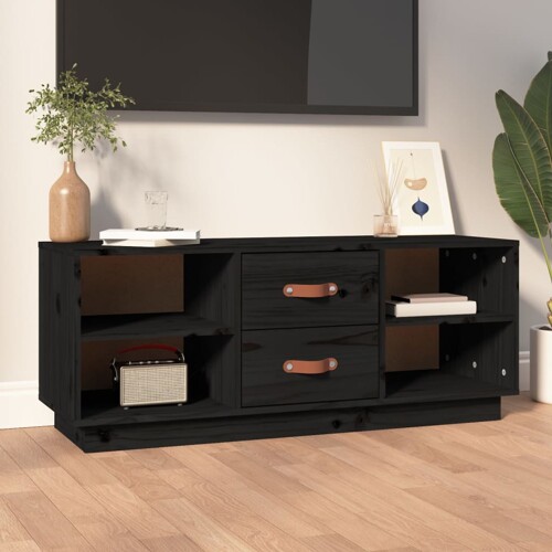 vidaXL TV ormarić crni 100x34x40 cm od masivne borovine