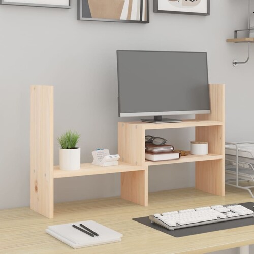 vidaXL Stalak za monitor (39 - 72) x 17 x 43 cm od masivne borovine