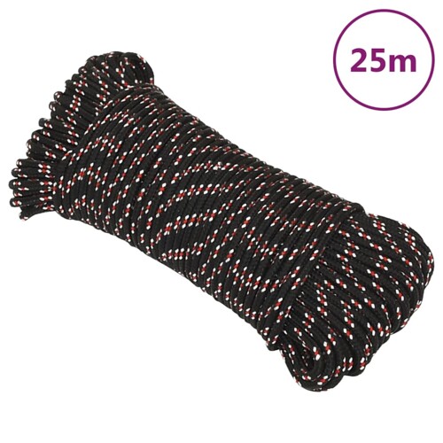 vidaXL Brodski konop crni 4 mm 25 m od polipropilena