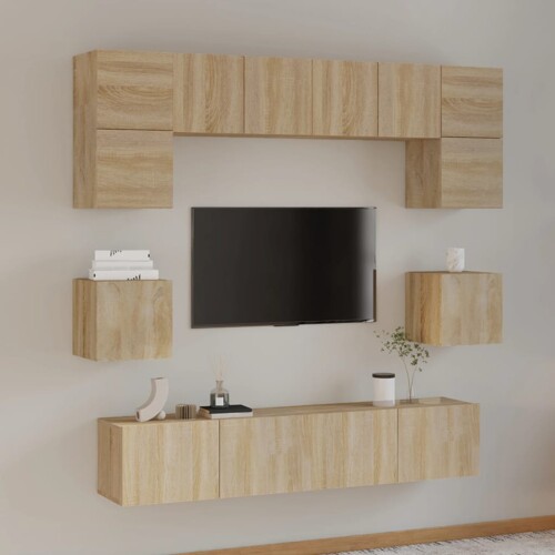 vidaXL 8-dijelni set TV ormarića boja hrasta sonome konstruirano drvo