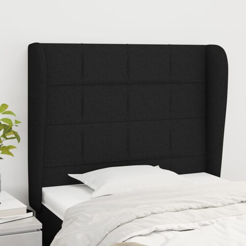 vidaXL Uzglavlje s ušima crno 83 x 23 x 118/128 cm od tkanine