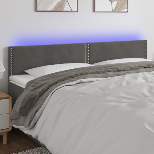 vidaXL LED uzglavlje tamnosivo 200x5x78/88 cm baršunasto