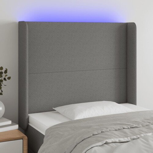 vidaXL LED uzglavlje crno 103 x 16 x 118/128 cm od tkanine