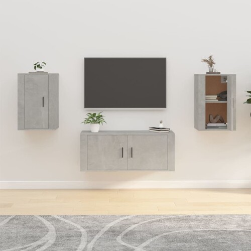 vidaXL Zidni TV ormarići 2 kom siva boja betona 40 x 34,5 x 60 cm