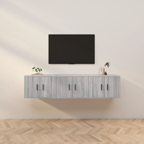 vidaXL Zidni TV ormarići 3 kom boja sivog hrasta sonome 57x34,5x40 cm