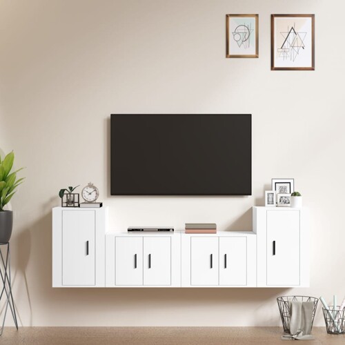 vidaXL 4-dijelni set TV ormarića bijeli od konstruiranog drva
