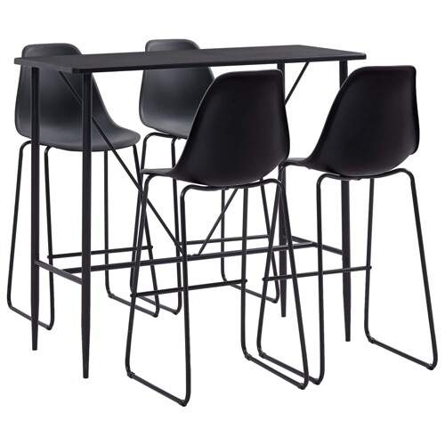 vidaXL 5-dijelni barski set plastični crni