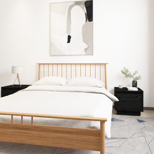 vidaXL Noćni ormarići 2 kom crni 35 x 34 x 32 cm od masivne borovine
